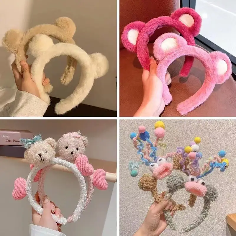 Cute Plush Hair Hoop with Bow for Girls - Image 119