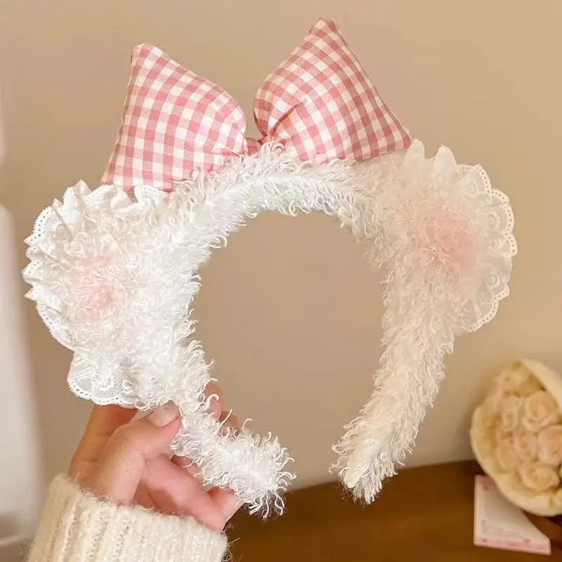 Cute Plush Hair Hoop with Bow for Girls - Image 100