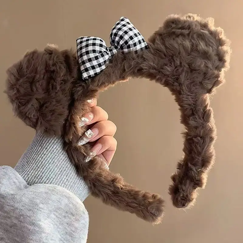 Cute Plush Hair Hoop with Bow for Girls - Image 114