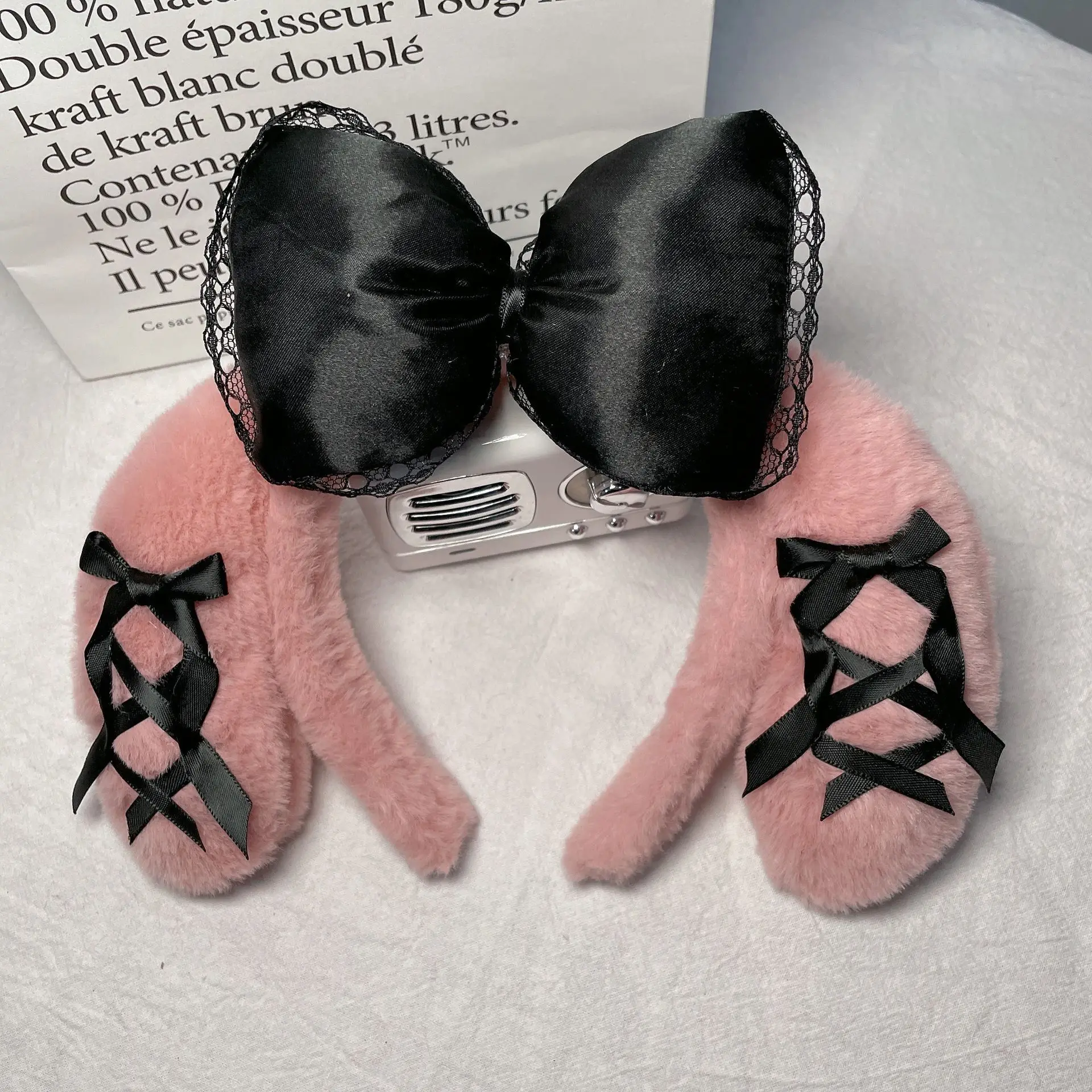 Cute Plush Hair Hoop with Bow for Girls - Image 5