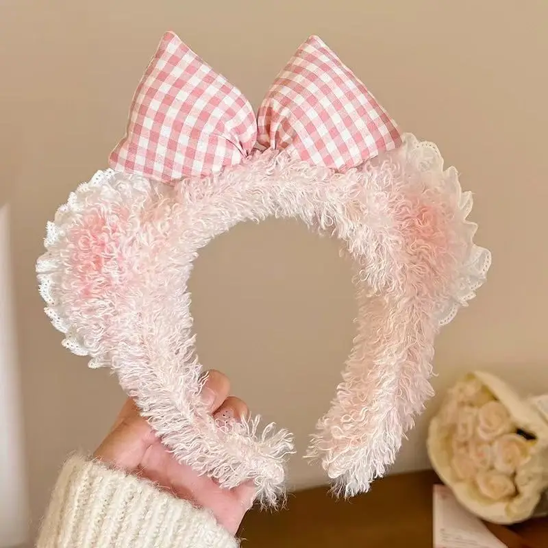 Cute Plush Hair Hoop with Bow for Girls - Image 99