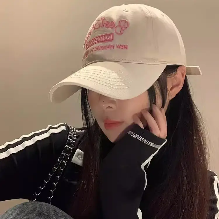 Women Embroidered Letter Baseball Cap with Large Brim