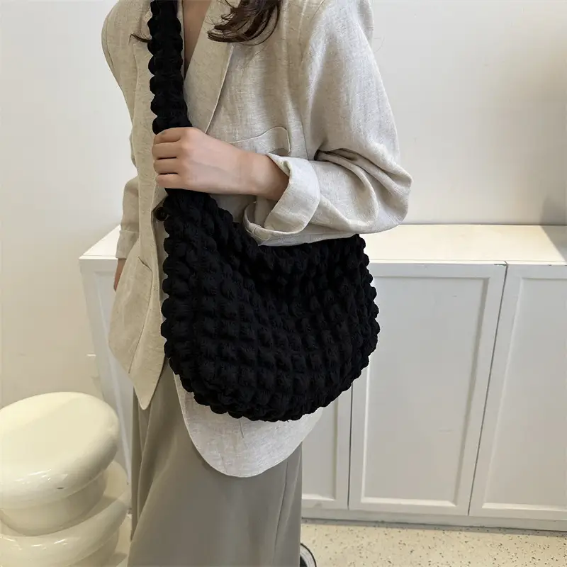 Pink Pleated Shoulder Bag for Women 2023 - Image 7