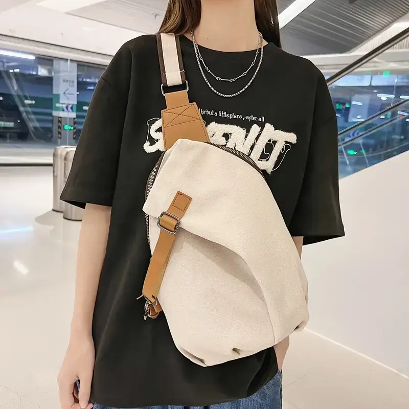 Canvas Crossbody Bag Men Large Capacity Satchel - Image 2
