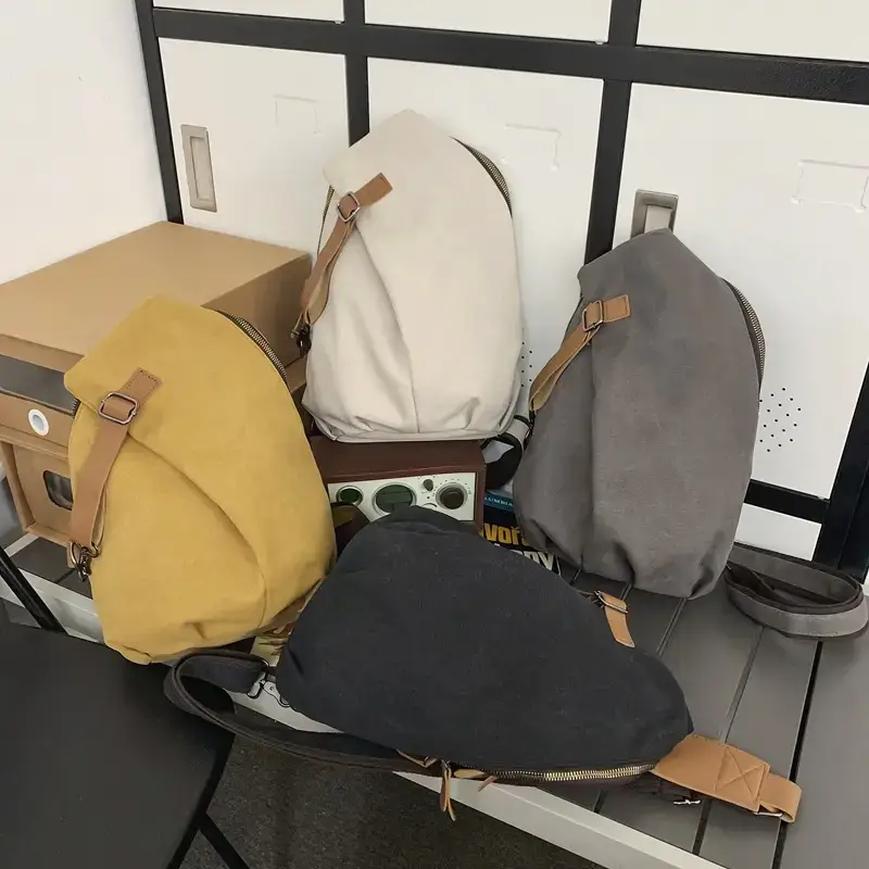 Canvas Crossbody Bag Men Large Capacity Satchel - Image 4