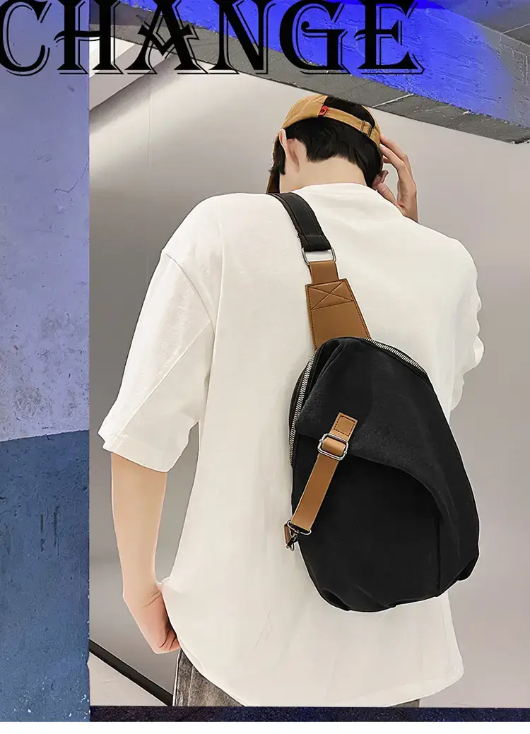 Canvas Crossbody Bag Men Large Capacity Satchel — feature 2