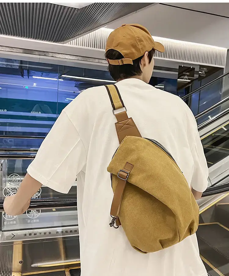 Canvas Crossbody Bag Men Large Capacity Satchel — feature 4