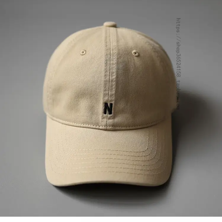 Japanese Style Beige Baseball Cap with N Logo