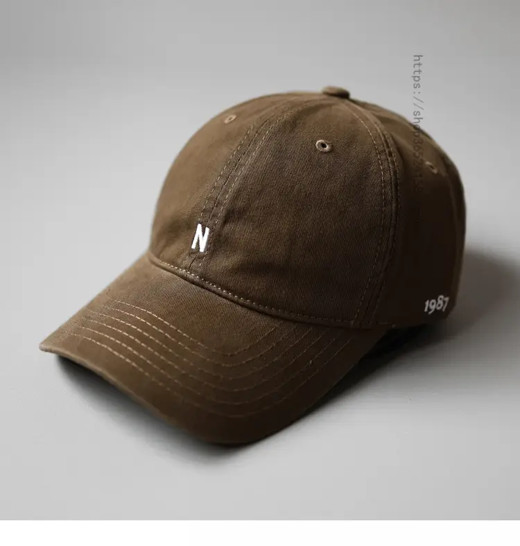 Japanese Style Beige Baseball Cap with N Logo — feature 1