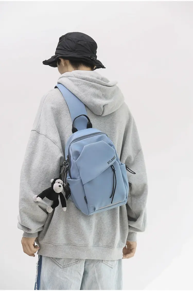 Women's Trendy Canvas Chest Bag with Cute Keychain — feature 13