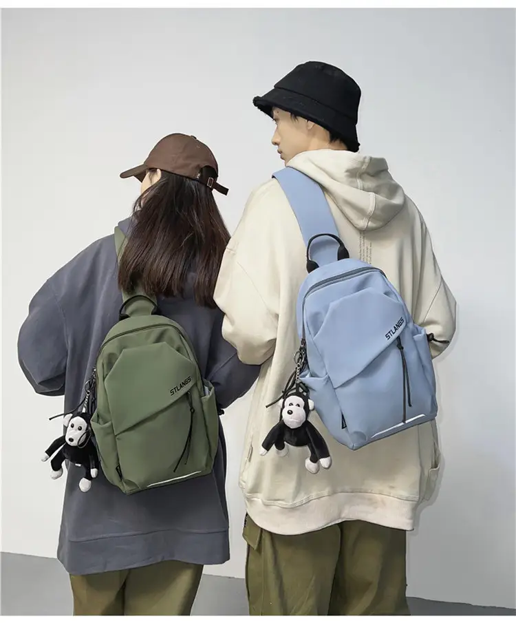 Women's Trendy Canvas Chest Bag with Cute Keychain — feature 15