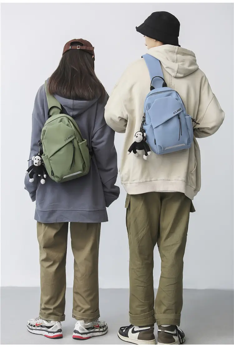 Women's Trendy Canvas Chest Bag with Cute Keychain — feature 18