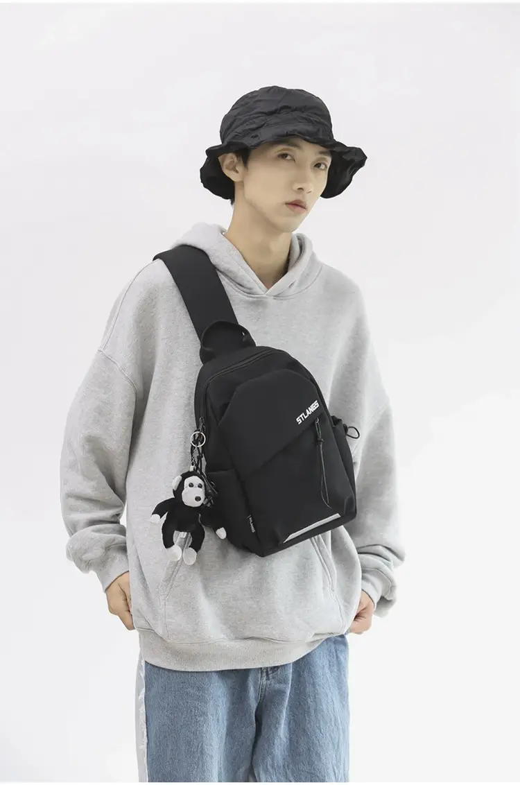 Women's Trendy Canvas Chest Bag with Cute Keychain — feature 29