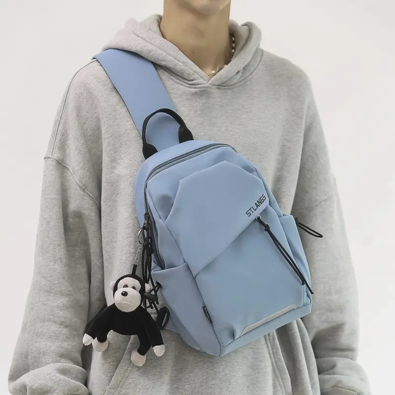 Women's Trendy Canvas Chest Bag with Cute Keychain — feature 3