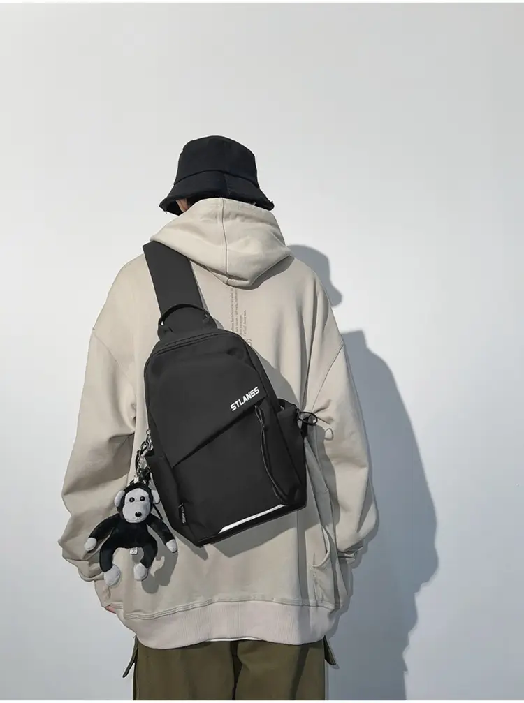 Women's Trendy Canvas Chest Bag with Cute Keychain — feature 30