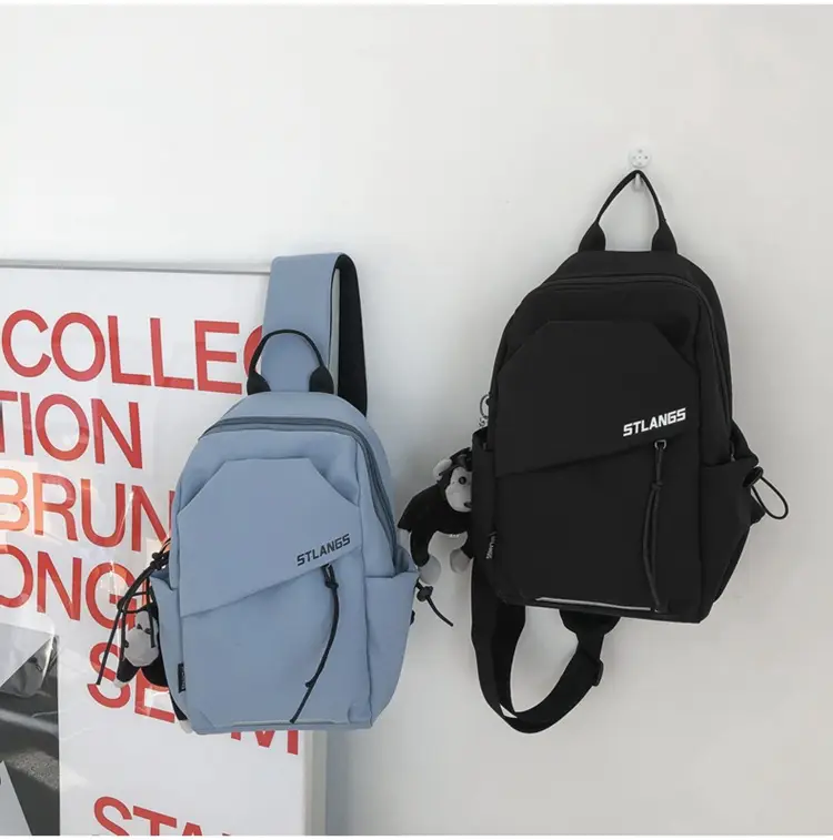 Women's Trendy Canvas Chest Bag with Cute Keychain — feature 34