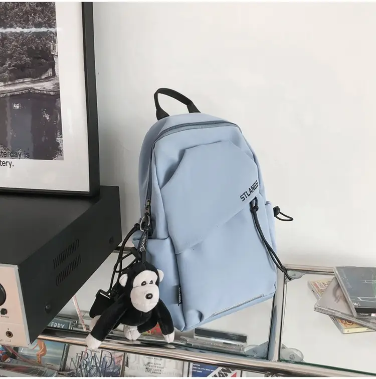 Women's Trendy Canvas Chest Bag with Cute Keychain — feature 42