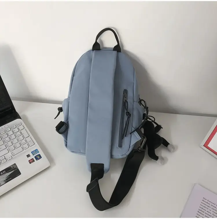 Women's Trendy Canvas Chest Bag with Cute Keychain — feature 45