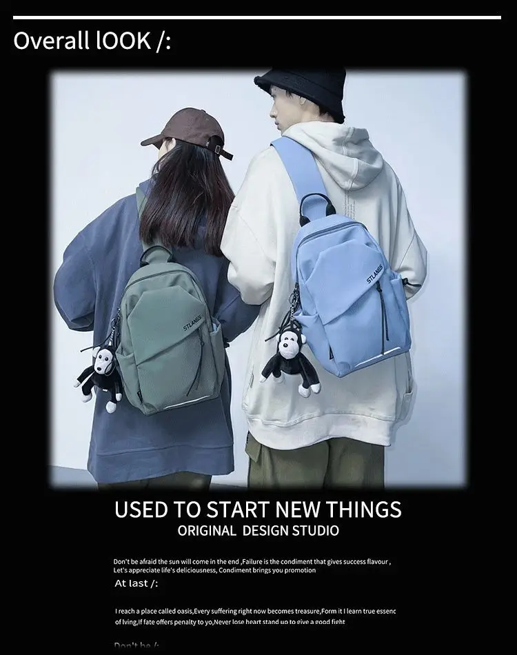 Women's Trendy Canvas Chest Bag with Cute Keychain — feature 6