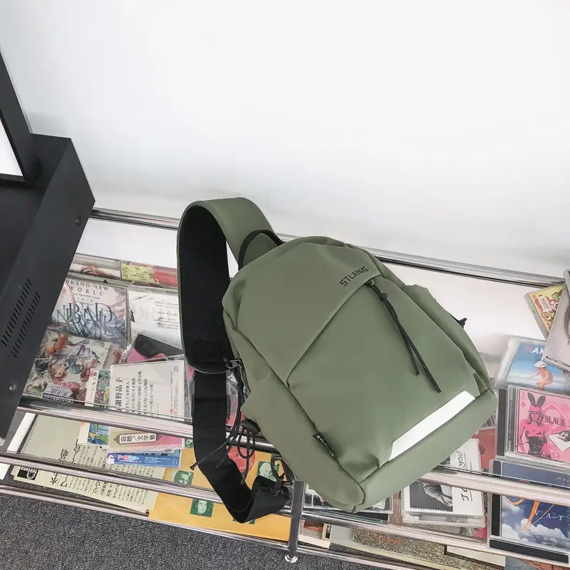 Women's Trendy Canvas Chest Bag with Cute Keychain - Image 4