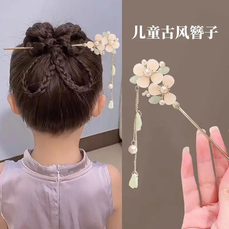 Antique Flower Hairpin for Girls' Ancient Walking Tassel Hair Accessory - Image 3