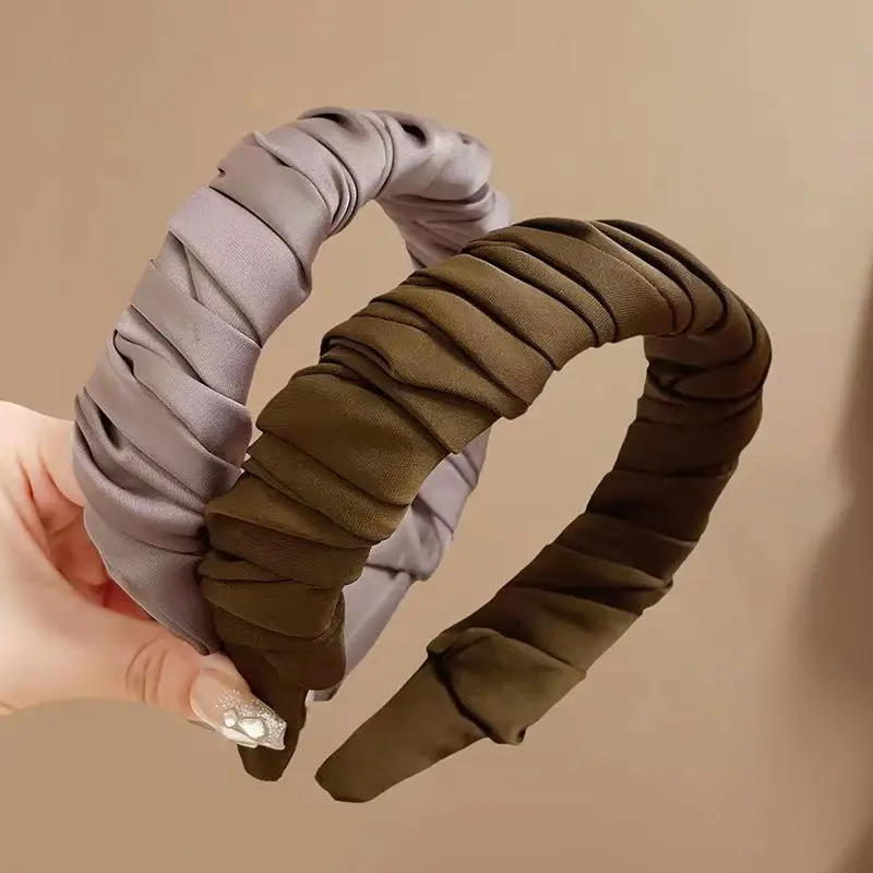Elegant Satin Pleated Hair Hoop for Women - Image 8