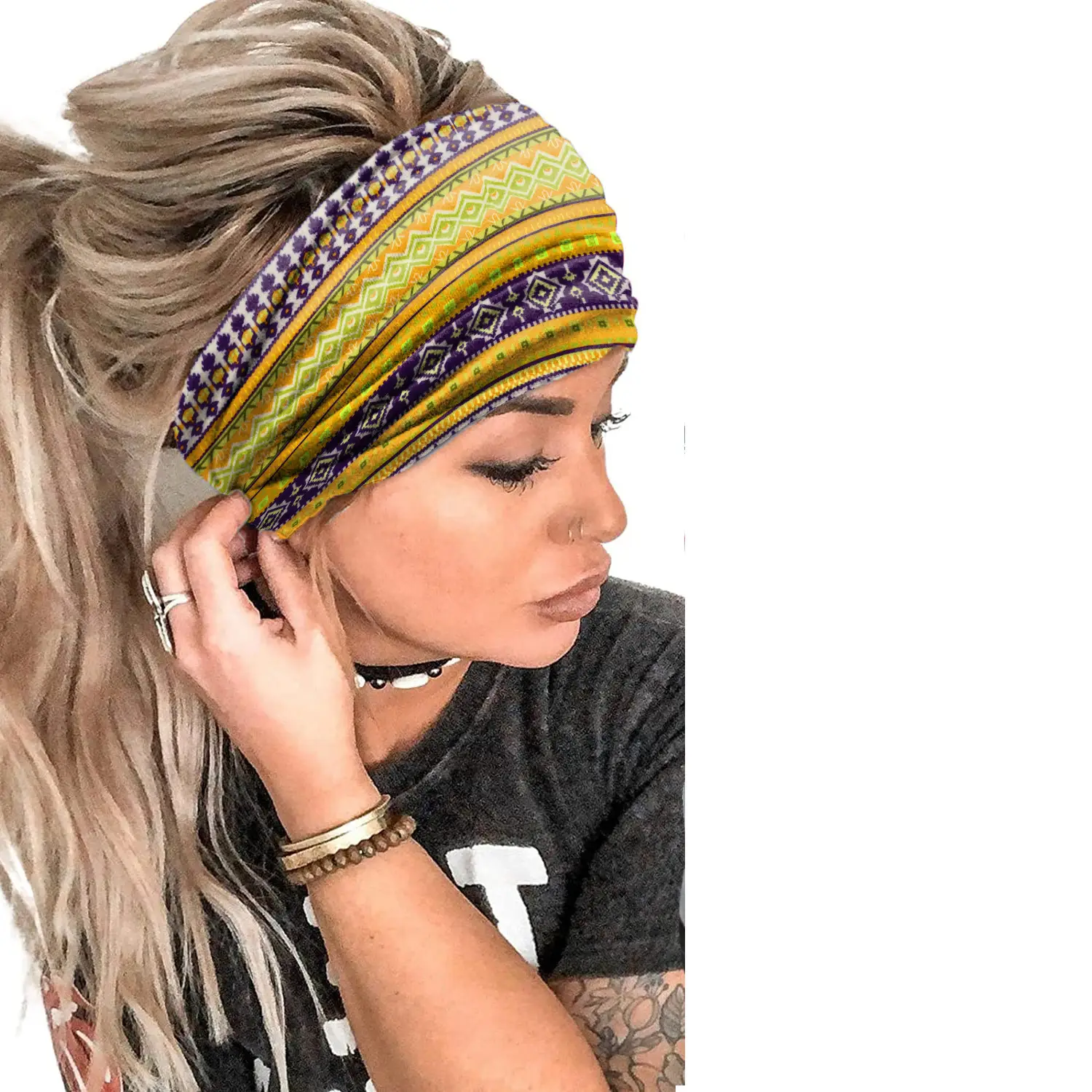 New Ethnic Printed Headband for Women Sweat Absorbent - Image 13