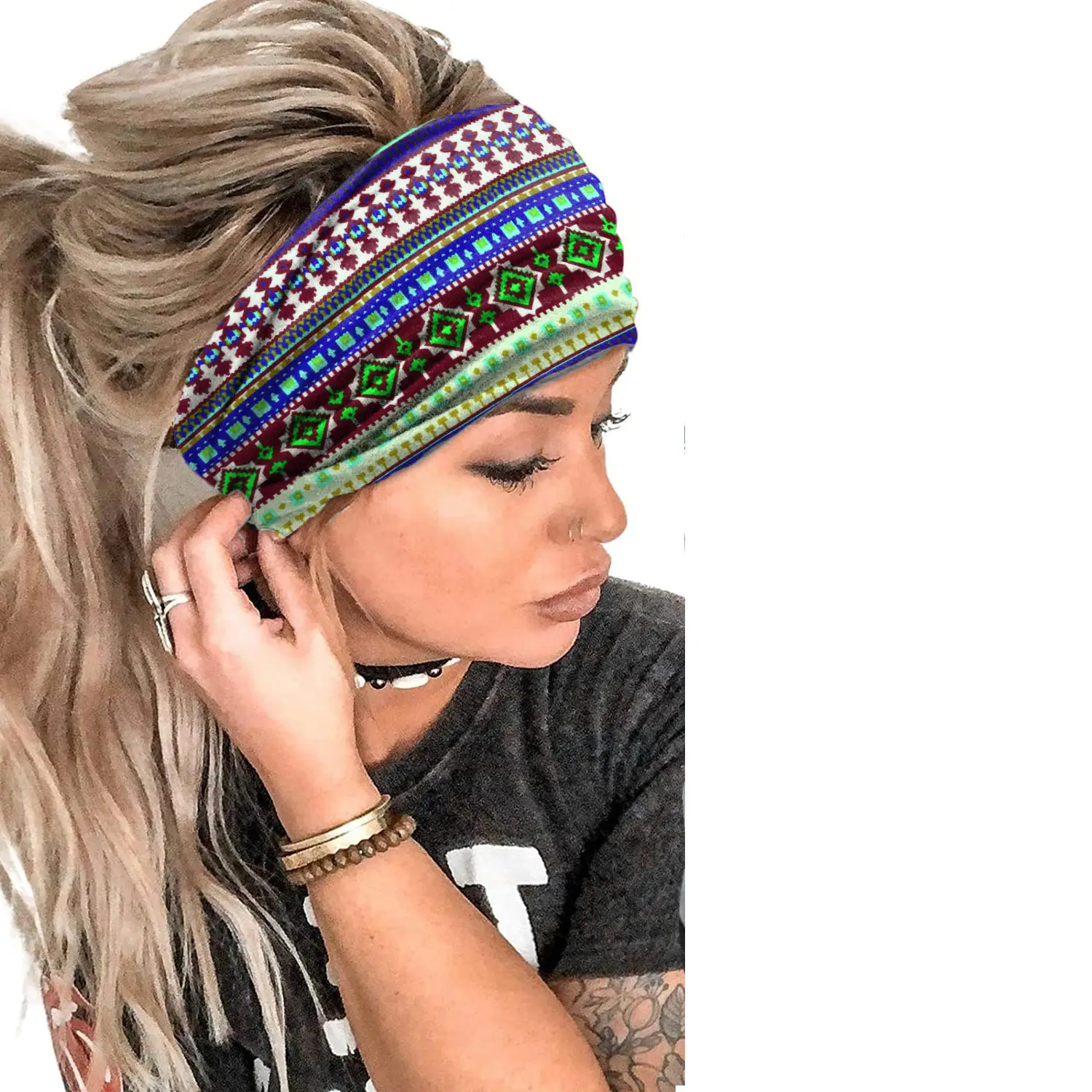 New Ethnic Printed Headband for Women Sweat Absorbent - Image 14