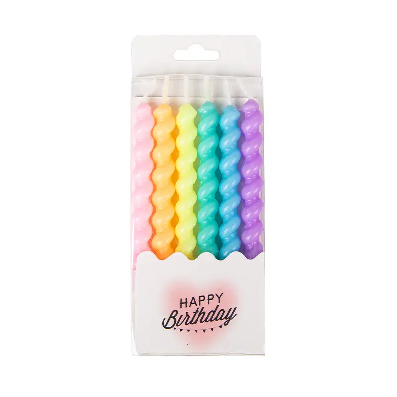 Twisted Thread Birthday Candle Macaron Cute Curved Spiral Candle Candy Cake Baking Decoration Plug-In