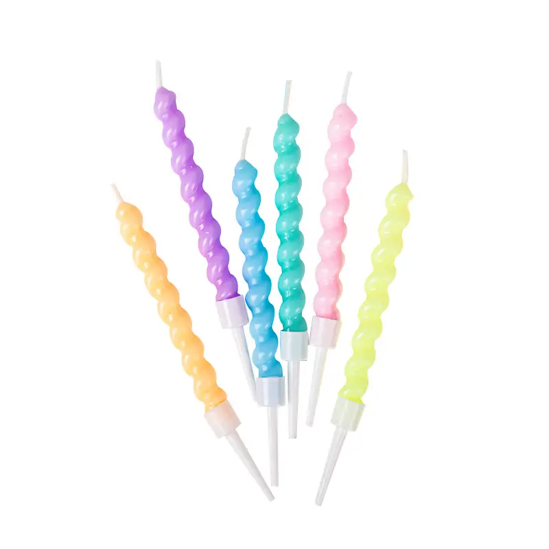 Twisted Thread Birthday Candle Macaron Cute Curved Spiral Candle Candy Cake Baking Decoration Plug-In