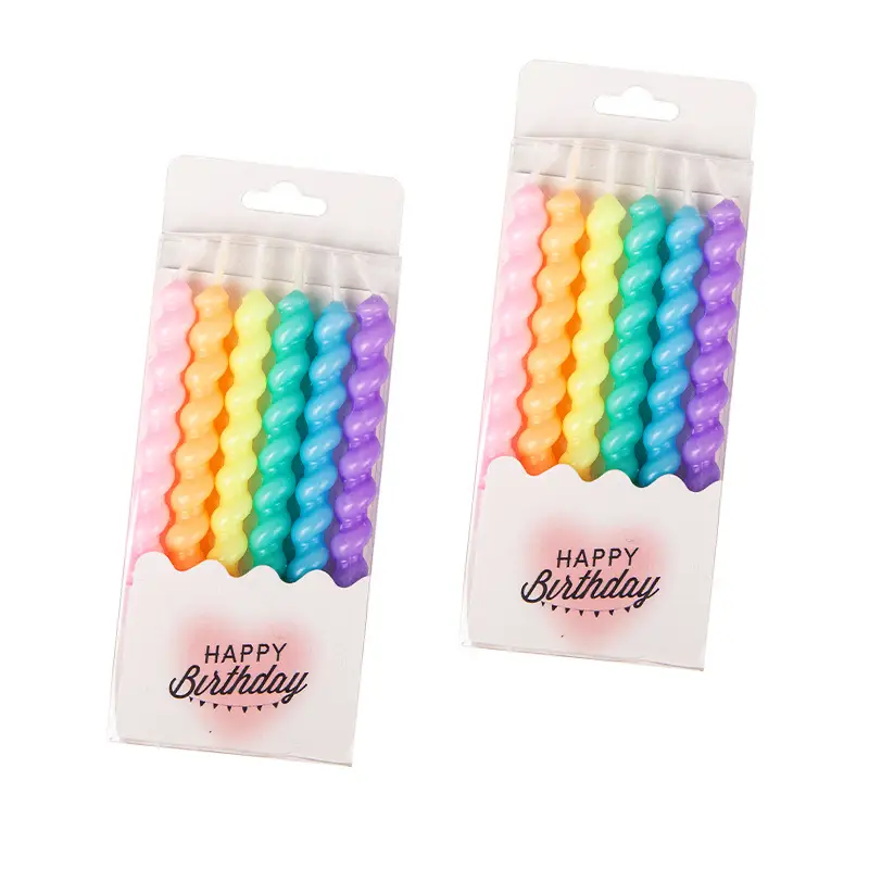 Twisted Thread Birthday Candle Macaron Cute Curved Spiral Candle Candy Cake Baking Decoration Plug-In