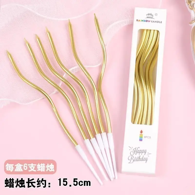 Twisted Thread Birthday Candle Macaron Cute Curved Spiral Candle Candy Cake Baking Decoration Plug-In