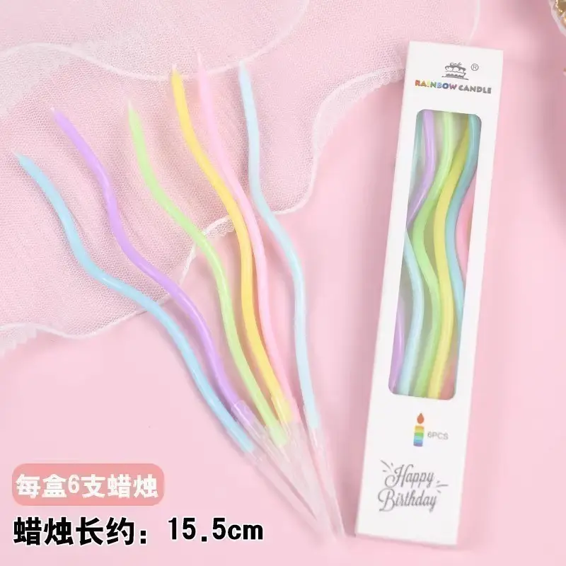 Twisted Thread Birthday Candle Macaron Cute Curved Spiral Candle Candy Cake Baking Decoration Plug-In