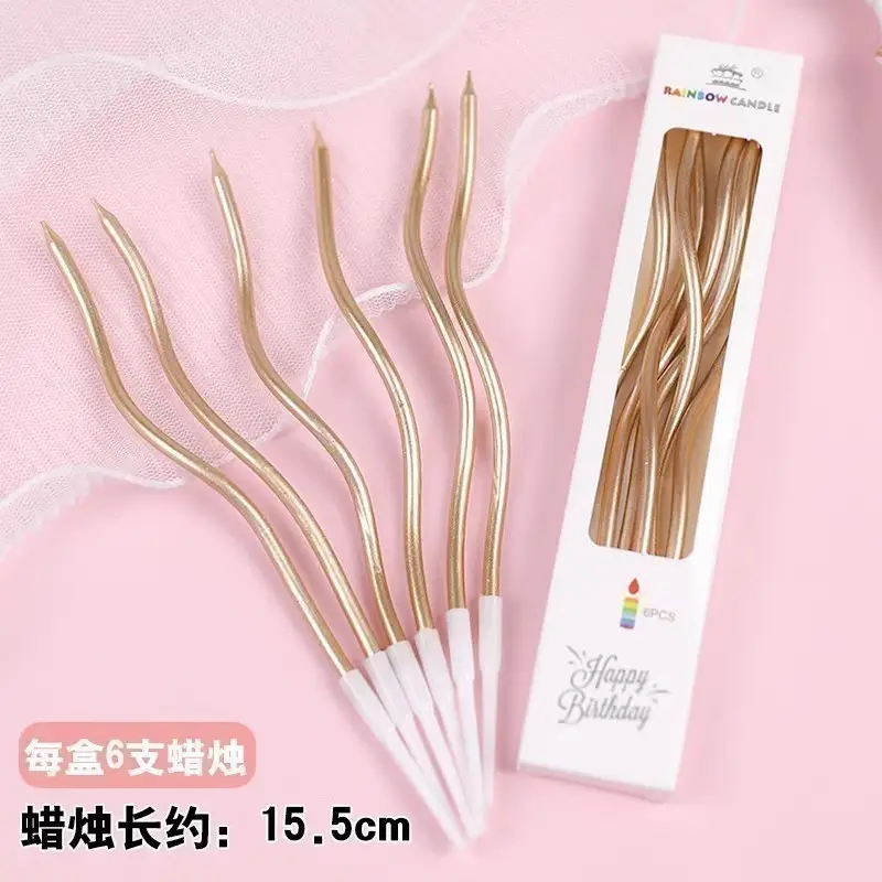 Twisted Thread Birthday Candle Macaron Cute Curved Spiral Candle Candy Cake Baking Decoration Plug-In