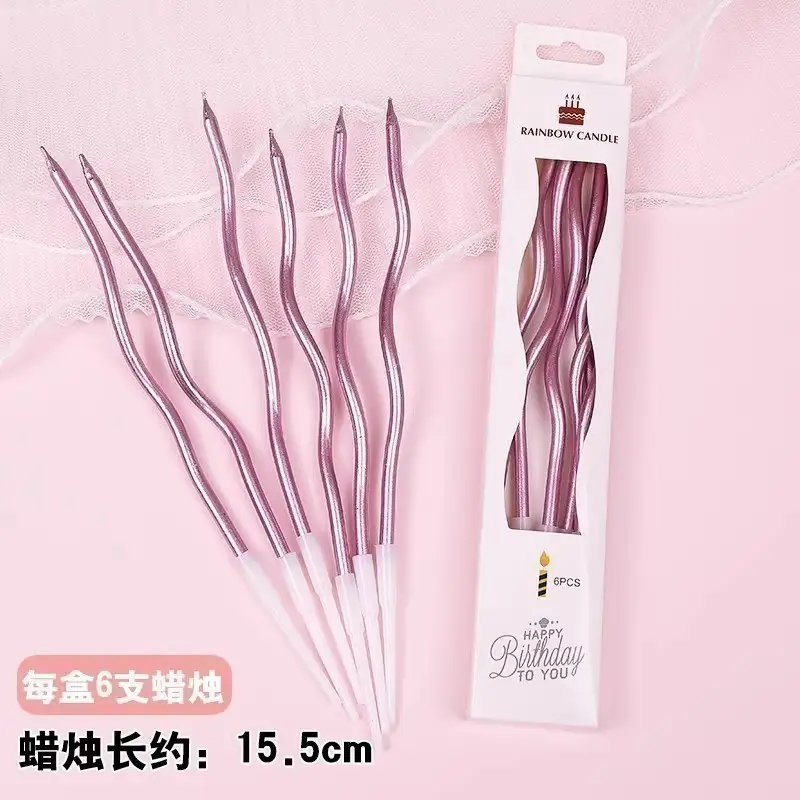 Twisted Thread Birthday Candle Macaron Cute Curved Spiral Candle Candy Cake Baking Decoration Plug-In