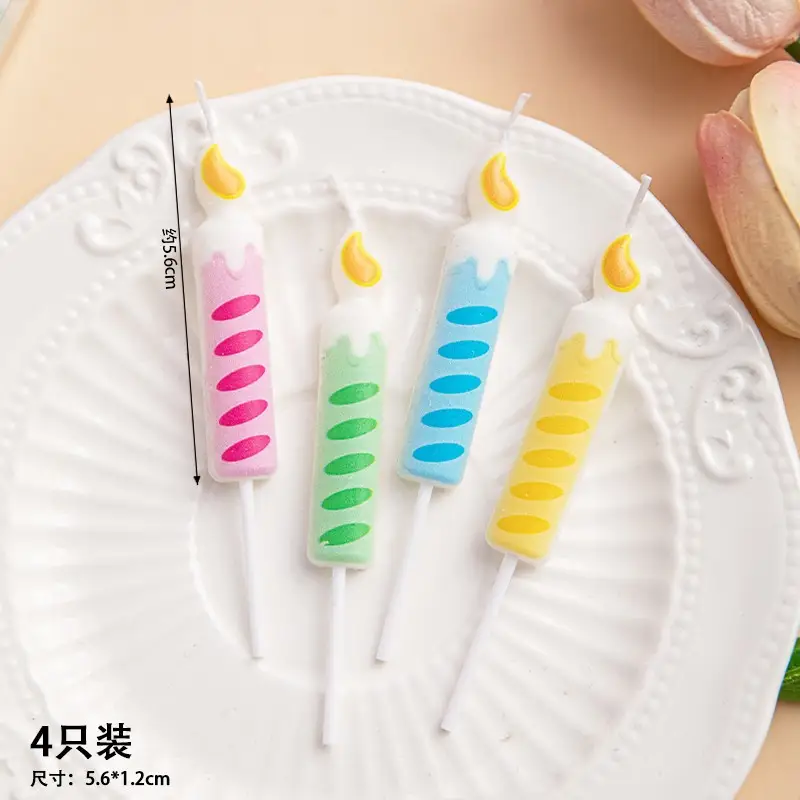 Twisted Thread Birthday Candle Macaron Cute Curved Spiral Candle Candy Cake Baking Decoration Plug-In