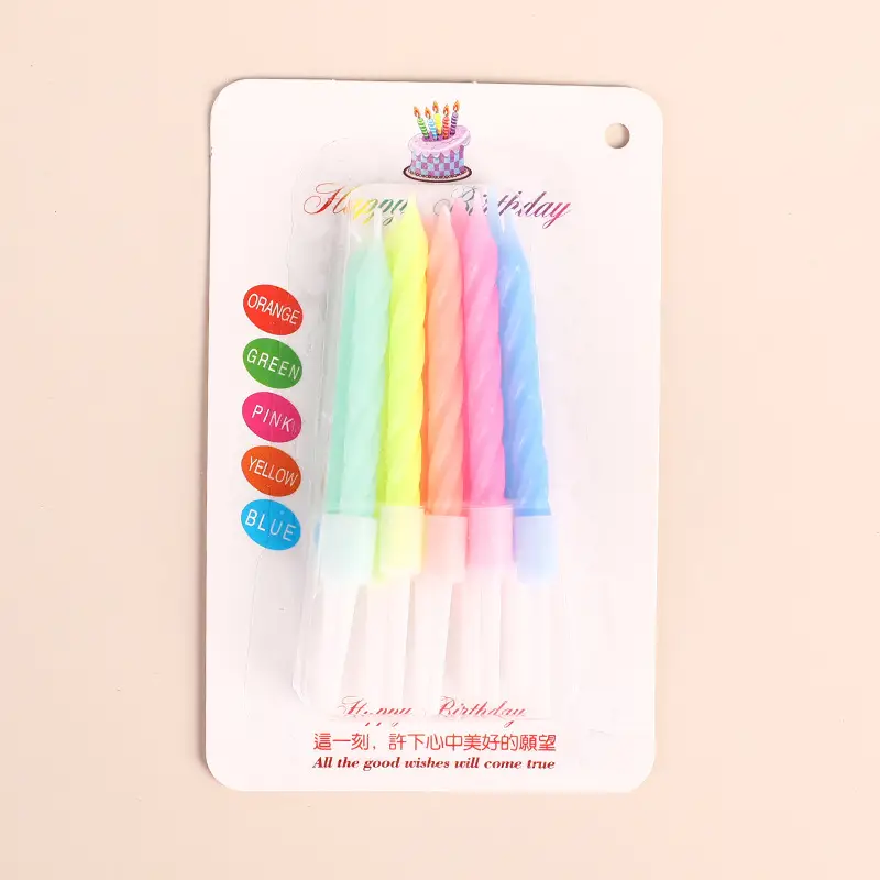 Twisted Thread Birthday Candle Macaron Cute Curved Spiral Candle Candy Cake Baking Decoration Plug-In