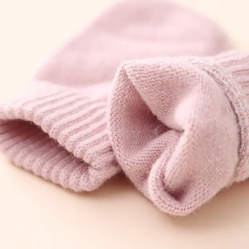 Winter warm set baby hat gloves scarf three-piece set 2023 new baby solid color ear protection knitted hat — feature 11