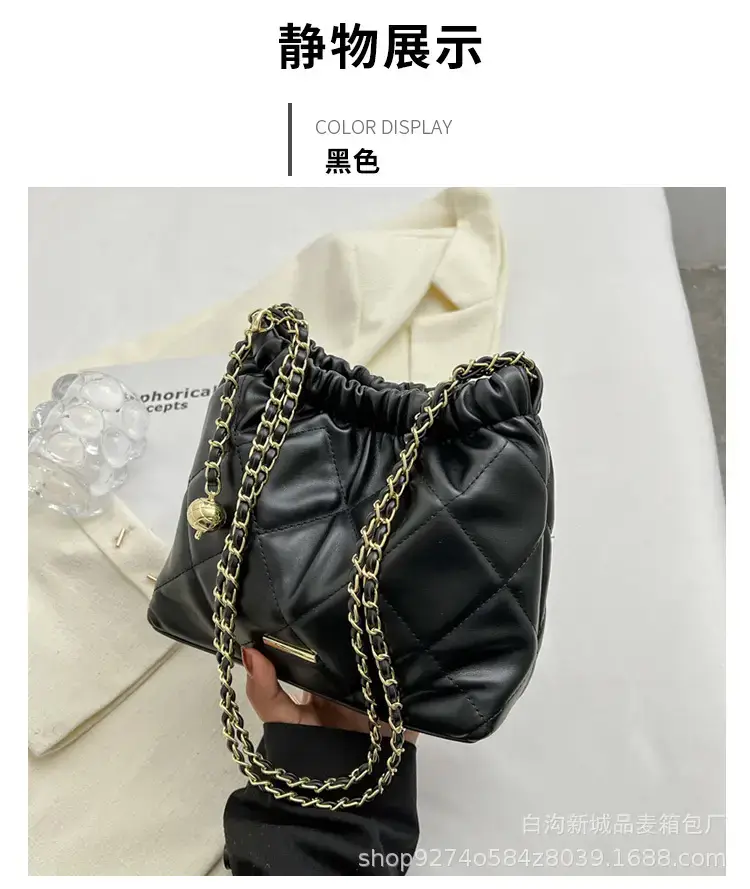 Quilted Chain Pu Leather Crossbody Bag Cream — feature 16