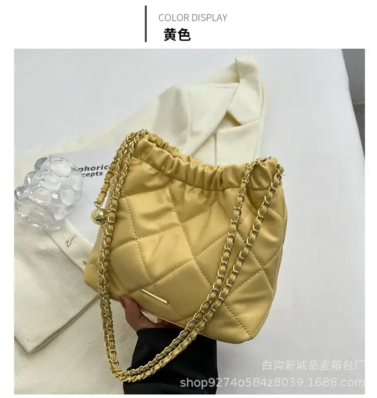 Quilted Chain Pu Leather Crossbody Bag Cream — feature 18