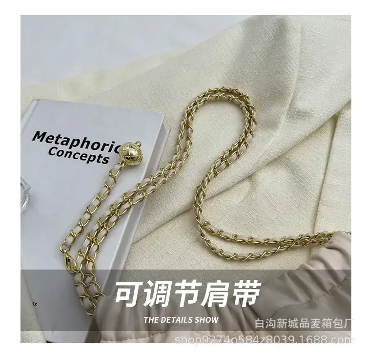Quilted Chain Pu Leather Crossbody Bag Cream — feature 6
