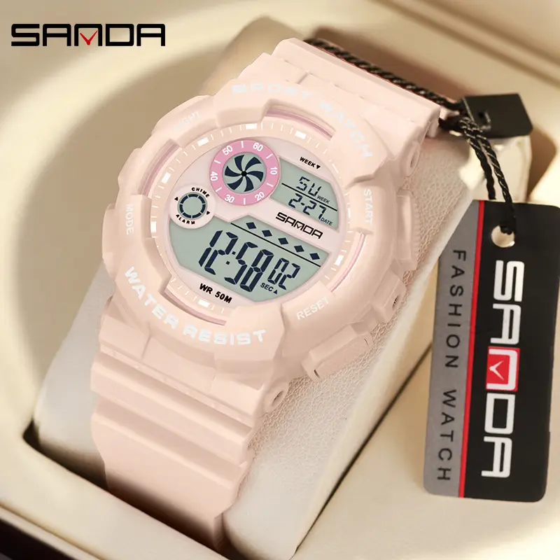 Sanda Pink Digital Water Resistant Alarm Watch for Girls Boys - Image 11