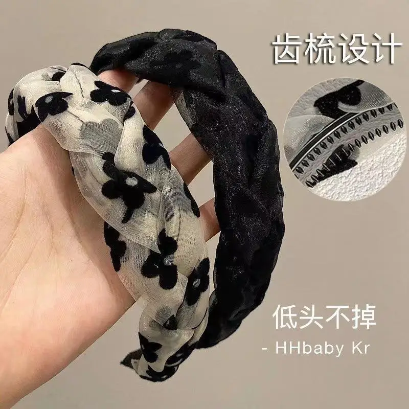 Non-Slip Twist Braid Headband with Floral Design - Image 4