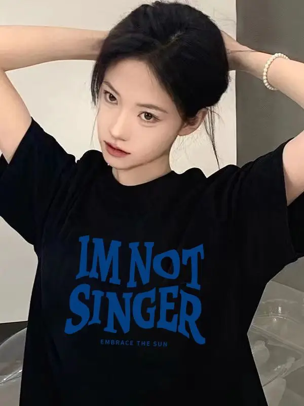 Women 2026 Summer Printed T-Shirt Black Ice Silk - Image 14