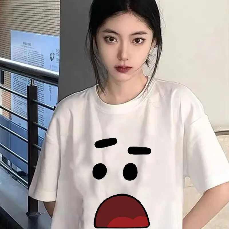 Women 2026 Summer Printed T-Shirt Black Ice Silk - Image 9