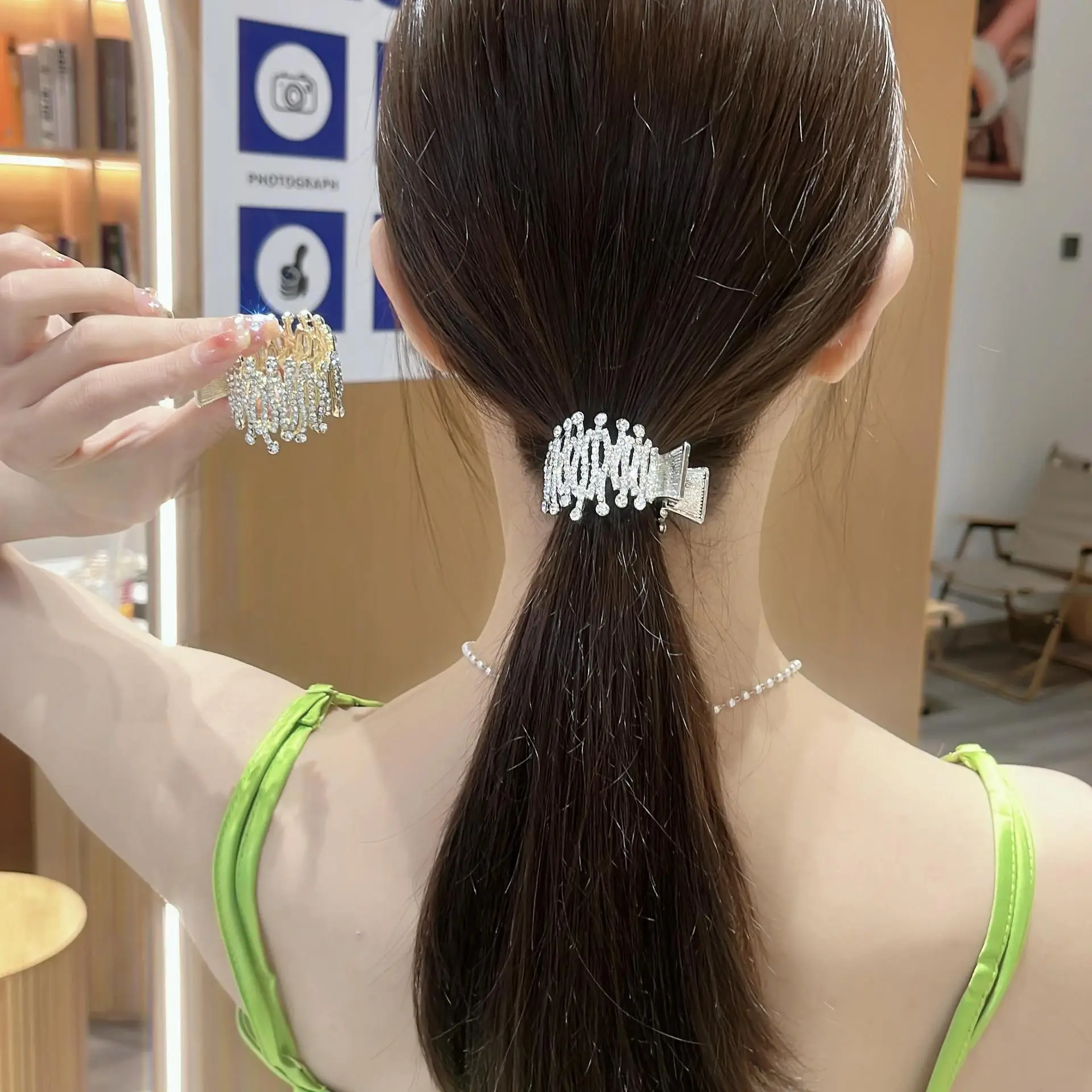 Gold Pearl Pony Tail Clip for Women