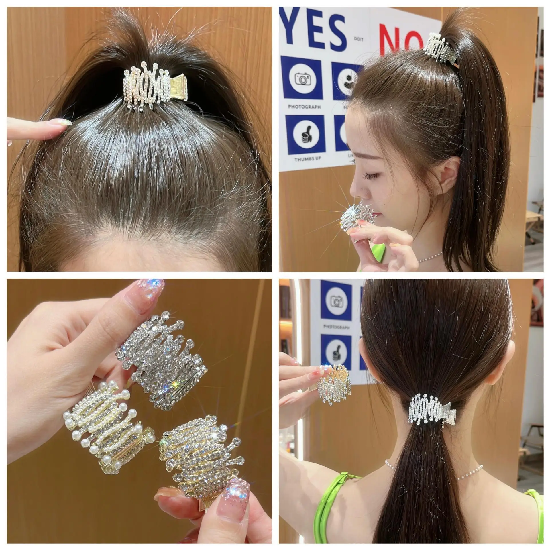 Gold Pearl Pony Tail Clip for Women — feature 1