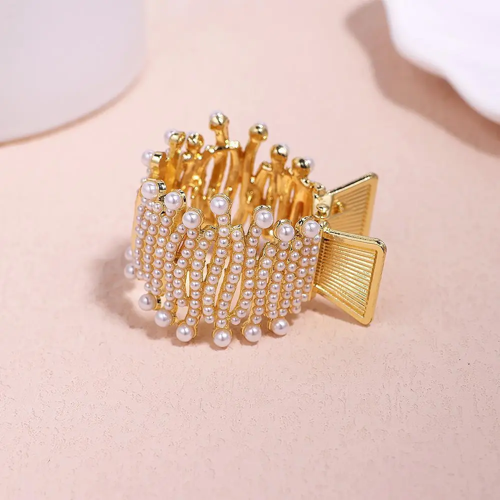Gold Pearl Pony Tail Clip for Women