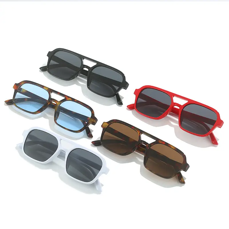 Red Square Flat Sunglasses for Men Women