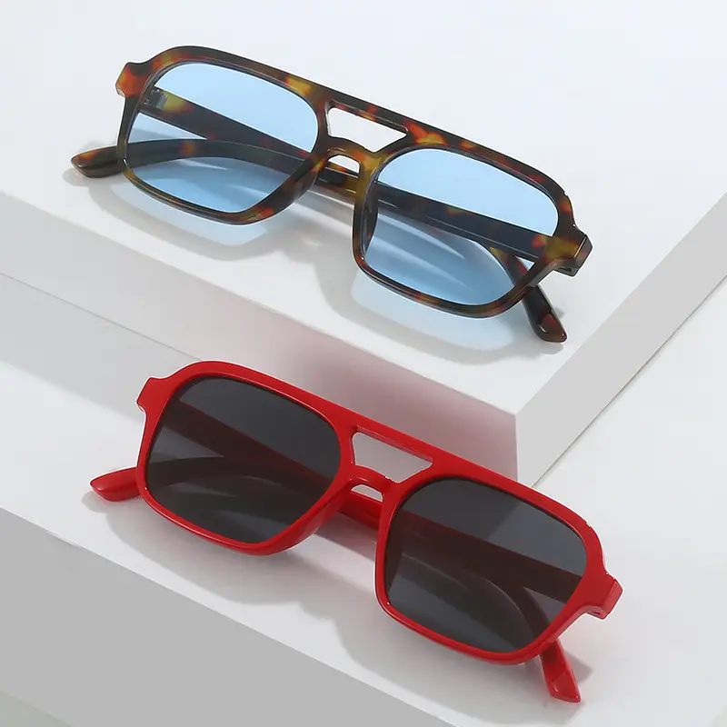 Red Square Flat Sunglasses for Men Women